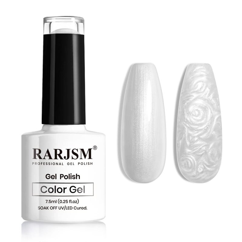 RARJSM Pearl Gel Nail Polish, Silver Glitter Drawing GelPolish Soak Off UV Shimmer Mermaid Nail Gel for Salon Home DIY Manicure Use - Image 1