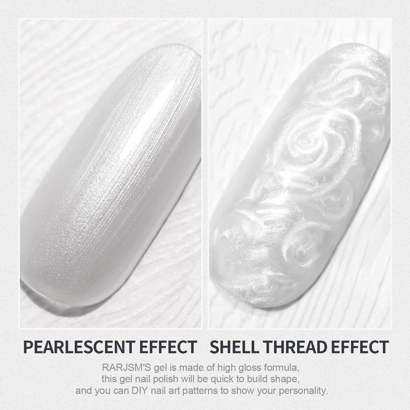RARJSM Pearl Gel Nail Polish, Silver Glitter Drawing GelPolish Soak Off UV Shimmer Mermaid Nail Gel for Salon Home DIY Manicure Use - Image 5