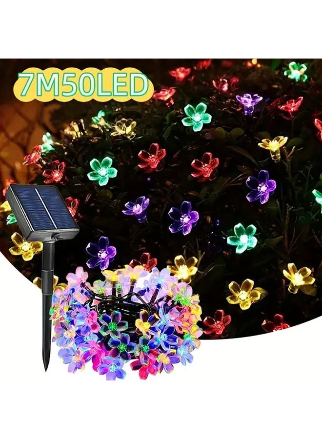 أضواء الكرز الشمسية متعددة الألوان 7 أمتار 50 لمبة لتزيين الداخل والخارج - Image 1