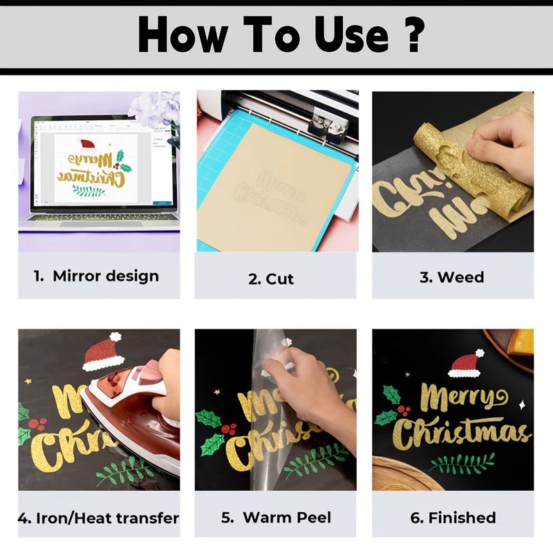 لفة واحدة من الفينيل الناقل للحرارة اللامع الأصفر لآلات Explore 3 و Maker و Silhouette وجميع آلات القطع، سهل القطع وإزالة الزوائد، ألوان نابضة بالحياة، كي متين على القمصان. - Image 5