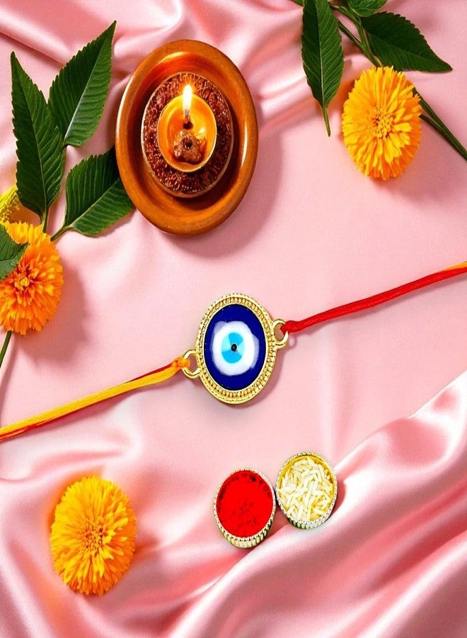 ACCESSHER Evil Eye Rakhi For Brother | Evil Eye Men's Bracelets for Raksha Bandhan with Kumkum, Chawal and Rakhi gift Card - Image 2