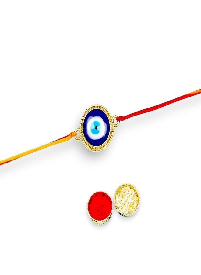 ACCESSHER Evil Eye Rakhi For Brother | Evil Eye Men's Bracelets for Raksha Bandhan with Kumkum, Chawal and Rakhi gift Card - Image 1