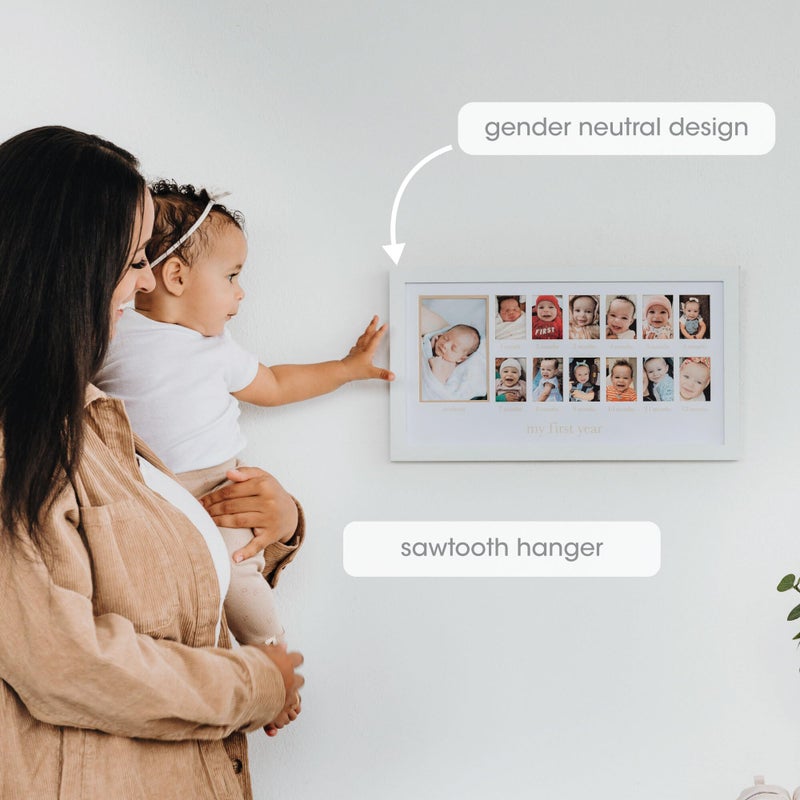Pearhead My First Year Photo Moments, Baby's First Twelve Months Photo Collage and Gender Neutral Keepsake, Ideal for Baby Shower, New Mom Gift and Nursery Decor, 13 Photo Inserts, Beige Mat - Image 2