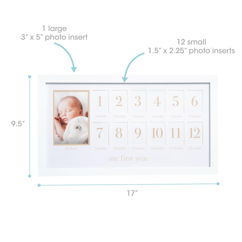 Pearhead My First Year Photo Moments, Baby's First Twelve Months Photo Collage and Gender Neutral Keepsake, Ideal for Baby Shower, New Mom Gift and Nursery Decor, 13 Photo Inserts, Beige Mat - Image 3