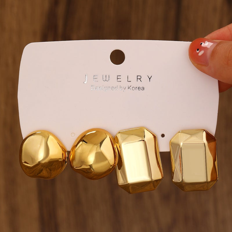 ofeankri Elegant Geometric Gold CCB Earrings - Exaggerated Circle Design, Creative Set for Women - Image 2