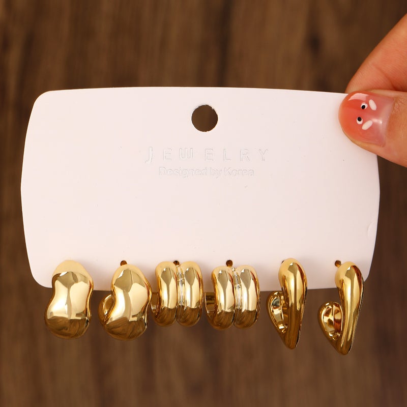 ofeankri Elegant Geometric Gold CCB Earrings - Exaggerated Circle Design, Creative Set for Women - Image 3