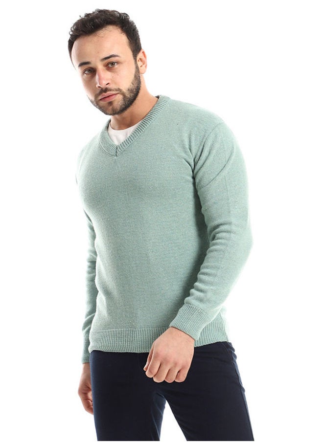 Andora Ribbed Cuffs & Cole Long Sleeves Mint Green Pullover  - Image 2
