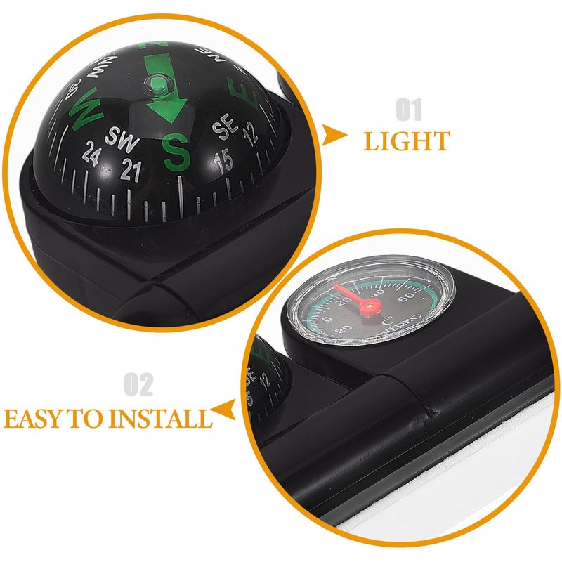 Rotatable Car Dashboard Compass Thermometer Ball Vehicle Ornament for Temperature Monitoring - Image 4