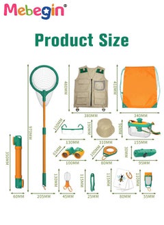 ميبيجين Kids Outdoor Explorer Kit ، Kiting Kiting Kit ، Nature Adventure Kit مع شبكة الفراشة ، مناظير ، قبعة ، سترة ، صافرة ، معدات التخييم للأطفال ، ألعاب تعليمية للأطفال  - Image 3