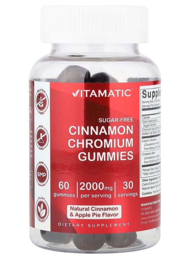 Vitamatic Cinnamon Chromium Gummies Natural Cinnamon & Apple Pie 2000 mg 60 Gummies (1000 mg per Gummy)