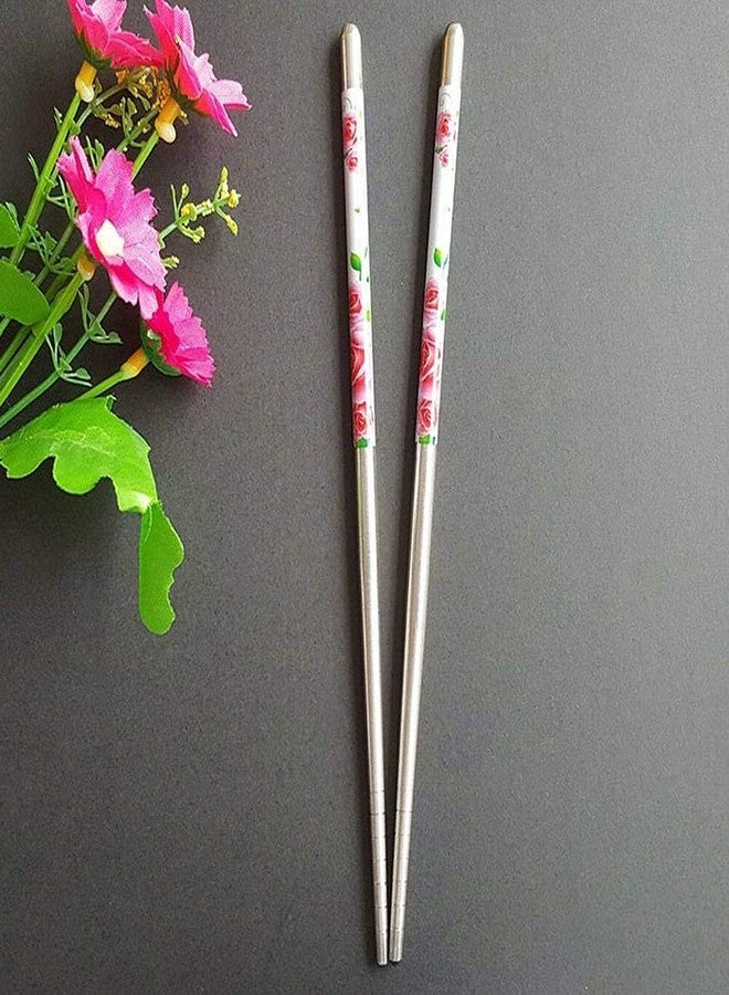 QUIRA Reusable Stainless Steel 5 Pair Chopsticks 23 cm Long Metal Chopstick Easy to Use Chop Stick for Noodles Sushi Hotpot Thai Foods for Home at Dinner - Image 3