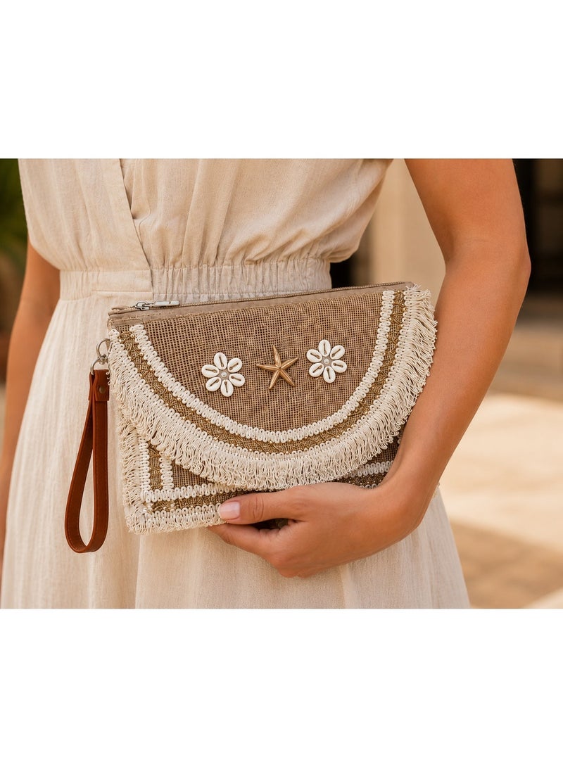 LIFESTYLISH Handbags Summer Decorated with shell roses ZT-9 - Beige - Image 2