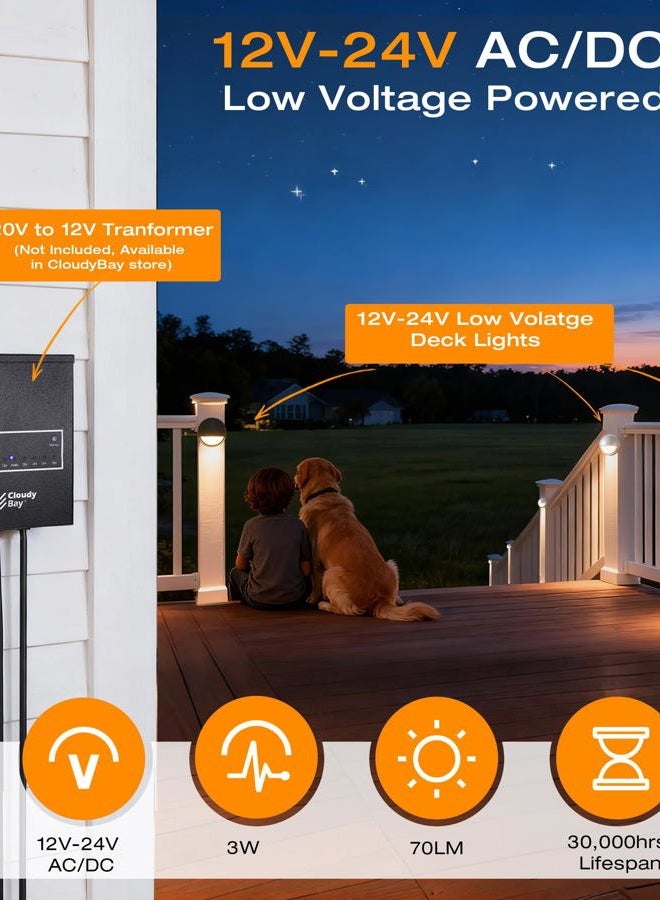 CLOUDY BAY [6 Pack] 3CCT Low Voltage LED Deck Lights Outdoor,2700K/3500K/5000K Selectable,Landscape Step Stair Railing Fence Light Wired,3W,12V-24V AC/DC Deck Lighting Fixtures,White - Image 3