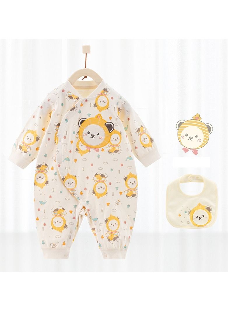 Loquat A Cute Long-sleeved Jumpsuit For Babies And Toddlers With Bib 