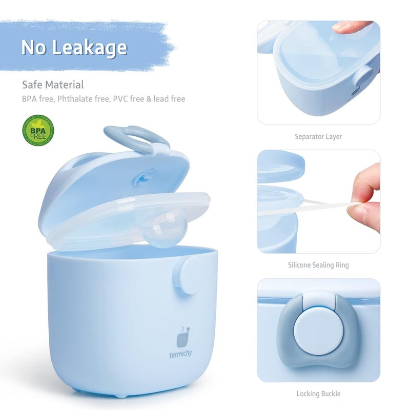 Termichy Baby Formula Dispenser, Portable Milk Powder Dispenser Container with Carry Handle and Scoop for Travel Outdoor Activities with Baby Infant, 8.8OZ, 0.55LB, 250g, 500ml (Light Blue) - Image 4
