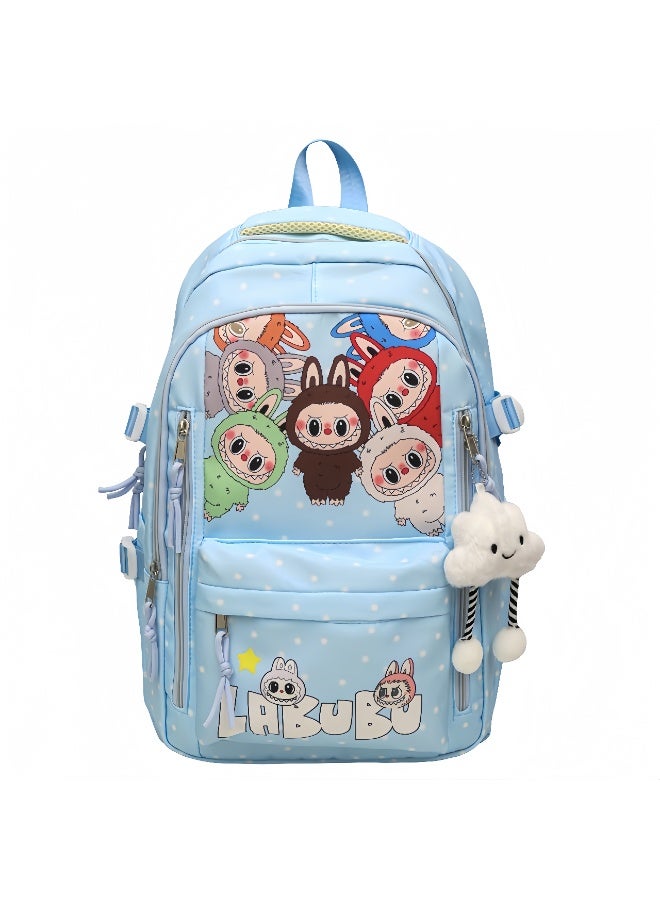 لابوبو حقيبة ظهر لابوبس الجديدة كبيرة الحجم برسومات كرتونية، مناسبة للسفر، متعددة الاستخدامات، مطبوعة بشكل رائع، حقيبة مدرسية عصرية سهلة الحمل للرجال والنساء 43*30*19 سم - Image 1