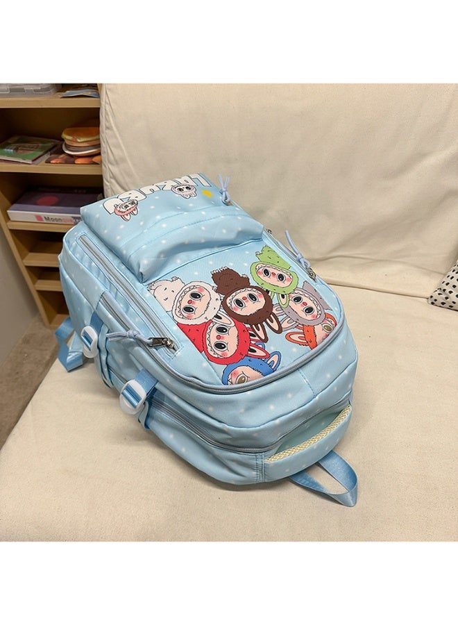 لابوبو حقيبة ظهر لابوبس الجديدة كبيرة الحجم برسومات كرتونية، مناسبة للسفر، متعددة الاستخدامات، مطبوعة بشكل رائع، حقيبة مدرسية عصرية سهلة الحمل للرجال والنساء 43*30*19 سم - Image 4