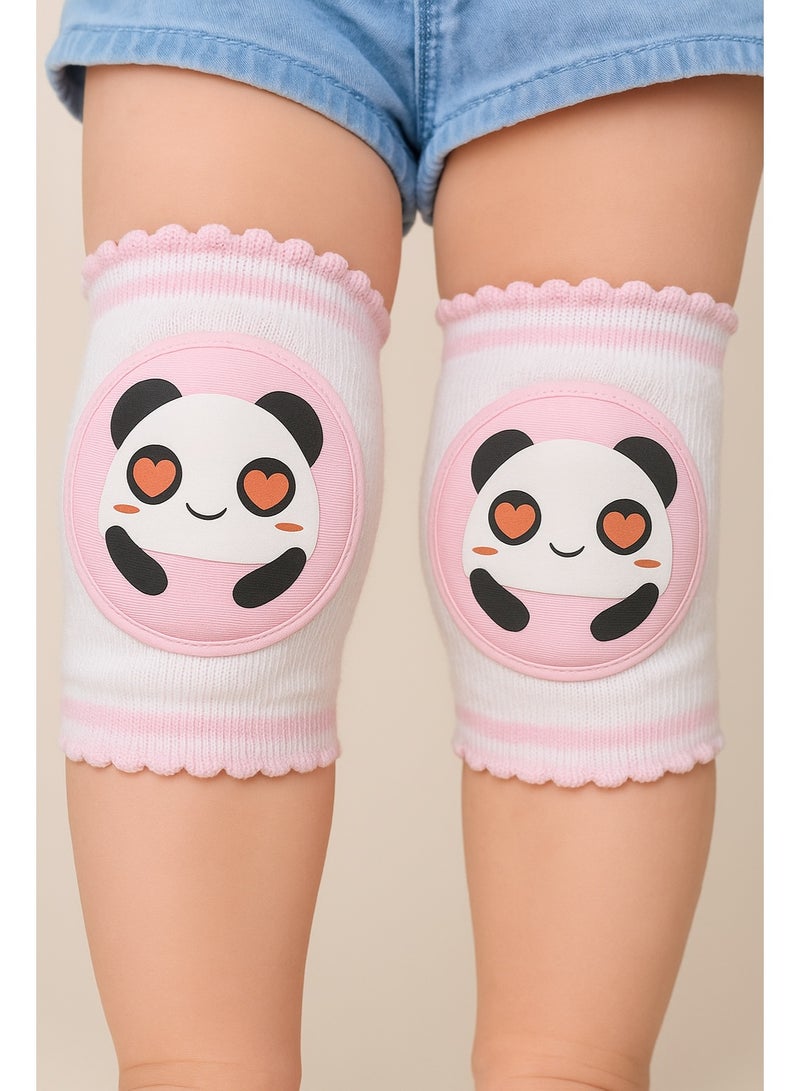 Panda Design Knee PadsCute Panda Baby Crawling Knee Pads - Pink & Protective - Image 3