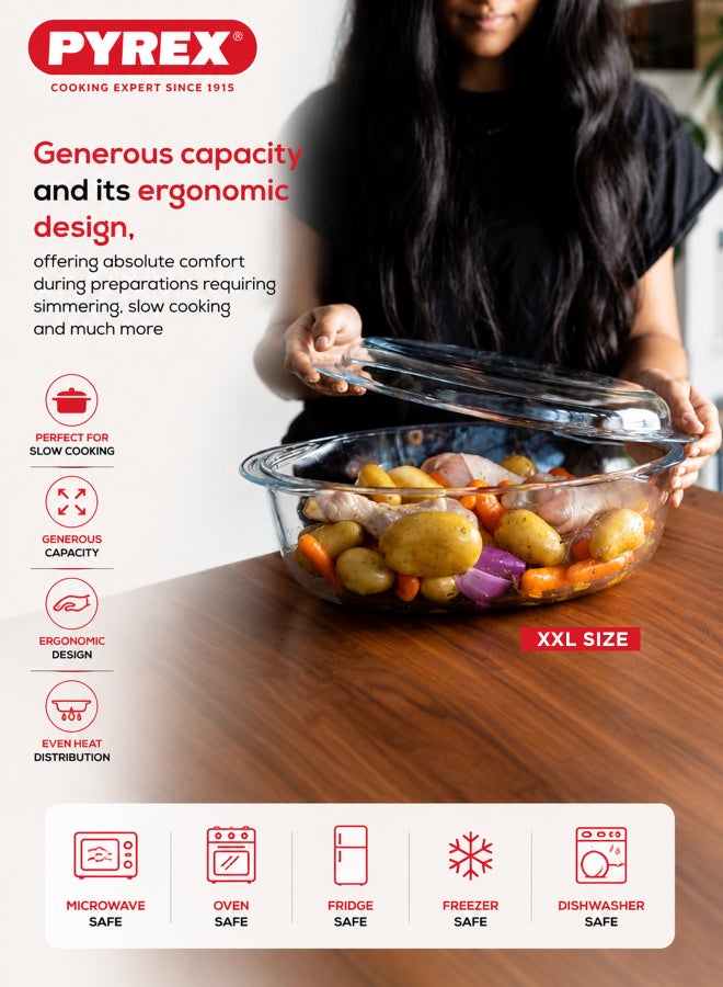 بيريكس Pyrex Essentials Oval Casserole Dish 4L with Handles, Borosilicate Glass Bakeware, Oven, Microwave, Freezer & Dishwasher Safe, Roasting, Baking & Serving Dish, BPA Free - Image 3