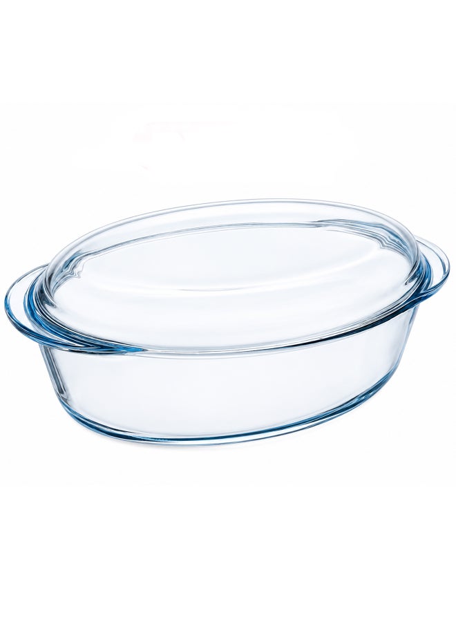 بيريكس Pyrex Essentials Oval Casserole Dish 4L with Handles, Borosilicate Glass Bakeware, Oven, Microwave, Freezer & Dishwasher Safe, Roasting, Baking & Serving Dish, BPA Free - Image 1