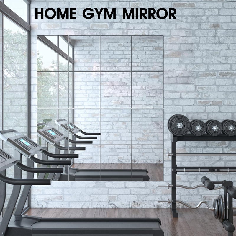 VASUHOME Glass Full Length Wall Mirror Tiles- 12x12 Inch- 8PCS Frameless Full Body Mirror for Home Gym, Bedroom, Living Room - Versatile Wall Mirror with Unrivaled Clarity - Image 5
