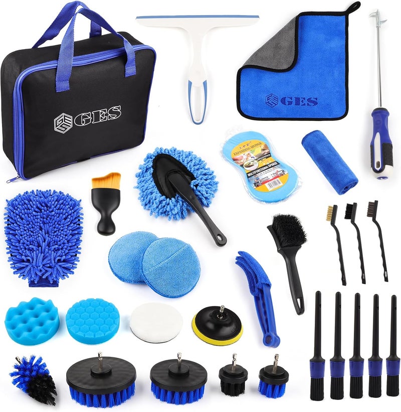 GES 30 Piece Car Detailing Kit - Comprehensive Car Cleaning Set for Interior, Exterior, Wheels, and Dashboard - Image 1