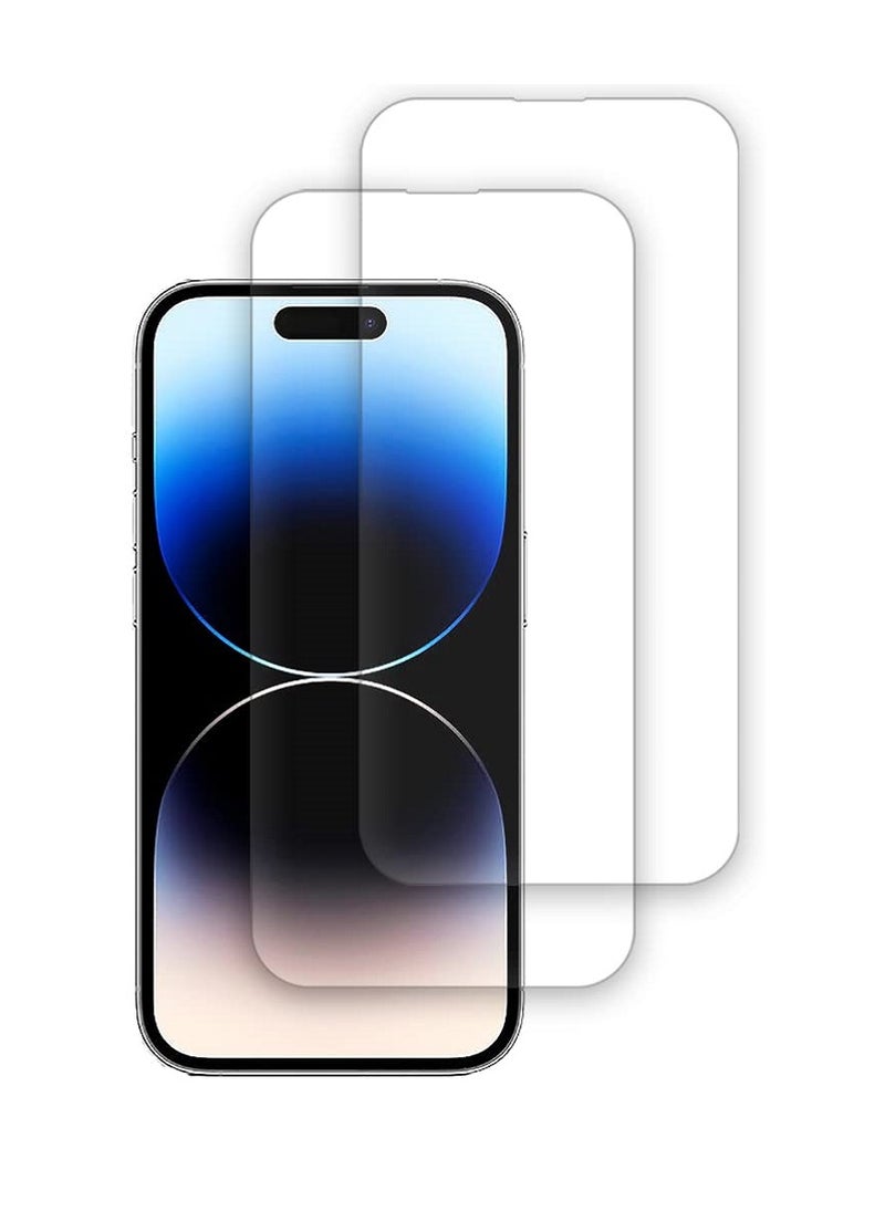 Super 2 Pieces Tempered Glass Screen Protector Clear Designed For iPhone 14 Pro Full Screen Coverage And Bubble Free - Image 1