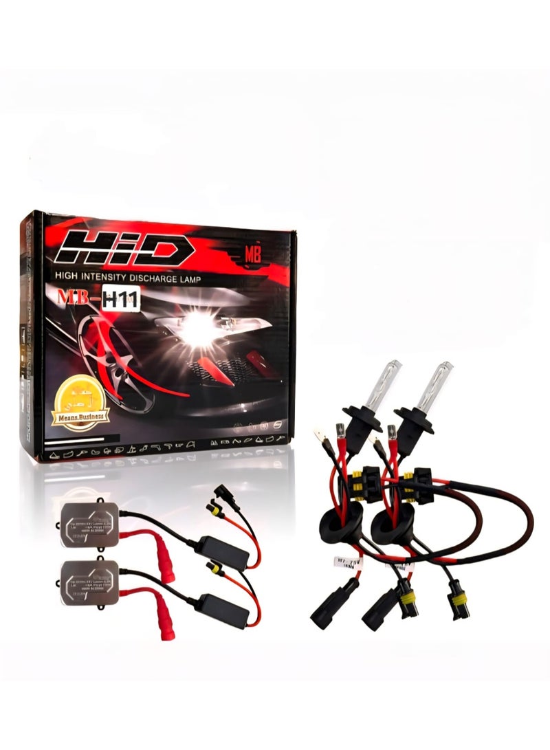 اتش اي دي طقم لمبات أمامية HID زينون H11 LED – شدة إضاءة 6000 لومن، لون أبيض 6000 كلفن، تركيب مباشر Plug & Play - Image 1