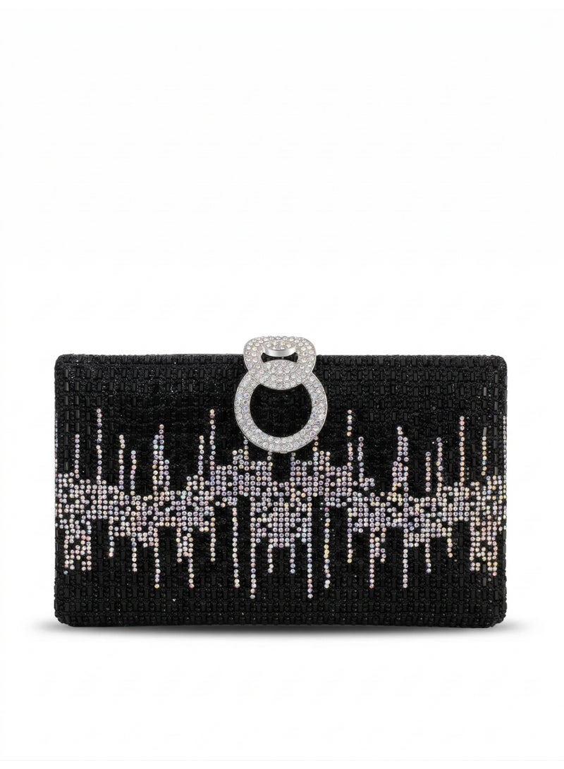 لايف ستيلاش  حقيبة سهرة أنيقة وجذابة بحزام كتف وقفل دائري - اسود ZS-9 - Image 1