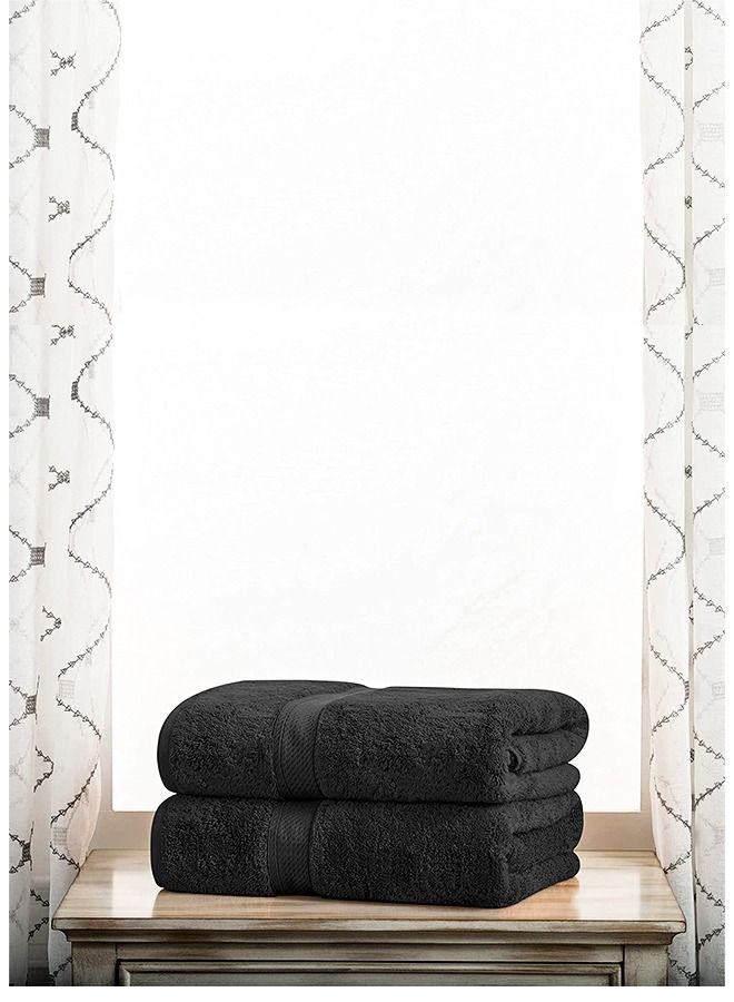 Banotex Set of 2 towels made of premium Egyptian cotton pure black size 50x100 centimeter - Image 3