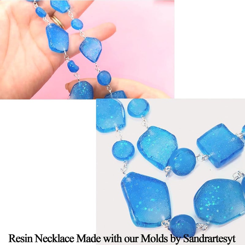 FUNSHOWCASE Geode Epoxy Resin Silicone Molds Set Jewelry Making Kits for Necklace Pendant Earrings Bracelet Charms 33 Shapes 0.35-1.65inch - Image 5