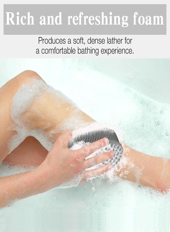 Cutiland 2 Pack Silicone Body Scrubber with Loofah Exfoliating Soft Body Shower Scrubber for Body, 2 in 1 Bath and Shampoo Wash Brush for Skin Exfoliation Men Women (Grey&Blue) - Image 2
