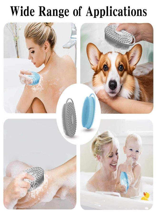 Cutiland 2 Pack Silicone Body Scrubber with Loofah Exfoliating Soft Body Shower Scrubber for Body, 2 in 1 Bath and Shampoo Wash Brush for Skin Exfoliation Men Women (Grey&Blue) - Image 4