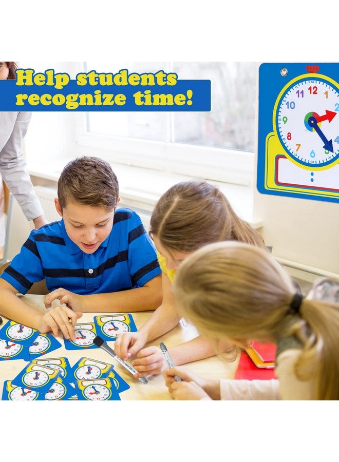 Junkin 25 Pcs Teaching Clock Kit, Clocks Practice Clocks For Kids Learning Time With Erasable Surface For Home School Classroom Supplies (Cute Style) - Image 5