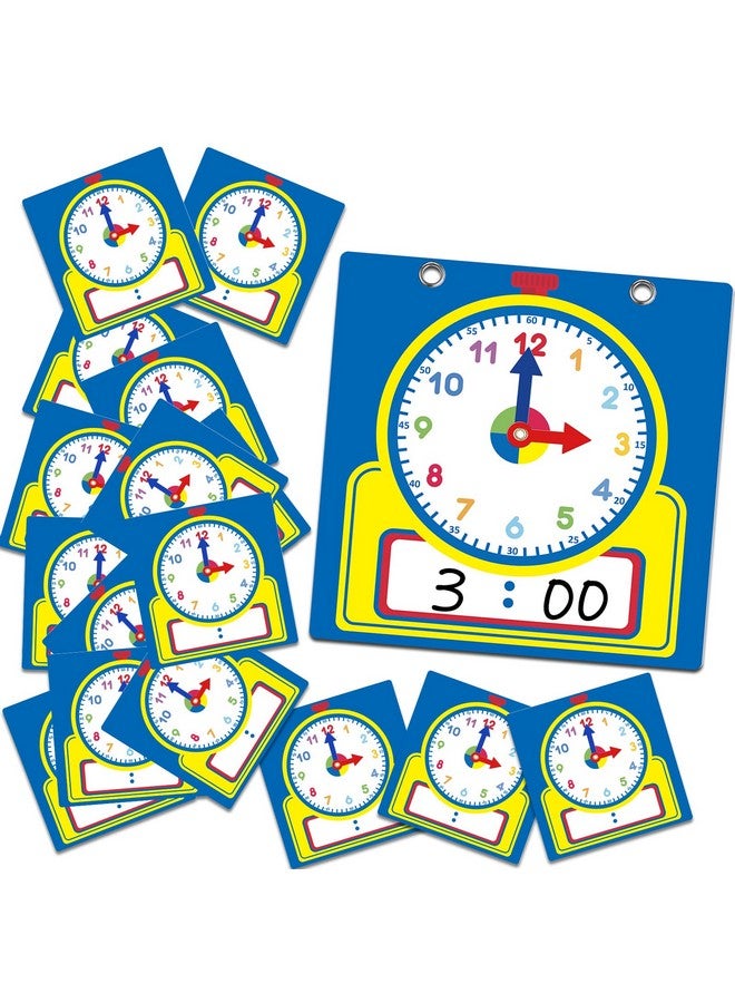 Junkin 25 Pcs Teaching Clock Kit, Clocks Practice Clocks For Kids Learning Time With Erasable Surface For Home School Classroom Supplies (Cute Style) - Image 1