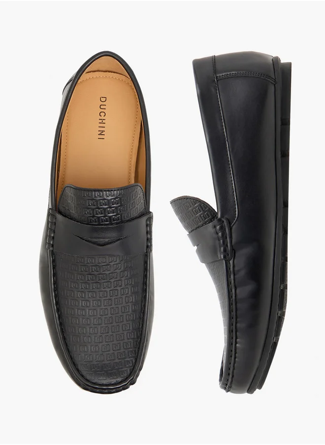 DUCHINI Men's Monogram Embossed Slip-On Moccasins