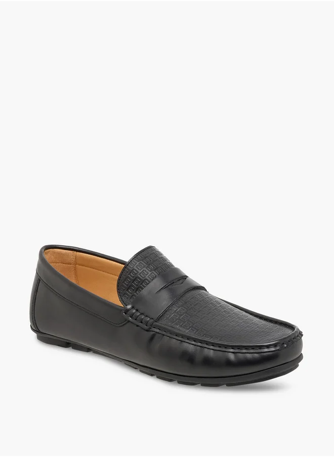 DUCHINI Men's Monogram Embossed Slip-On Moccasins