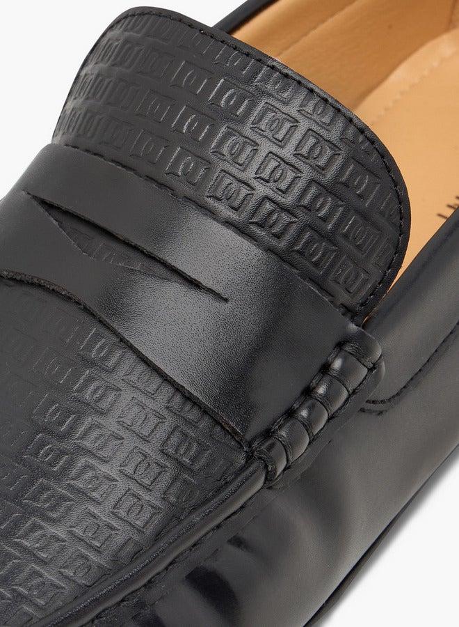 DUCHINI Men's Monogram Embossed Slip-On Moccasins - Image 4