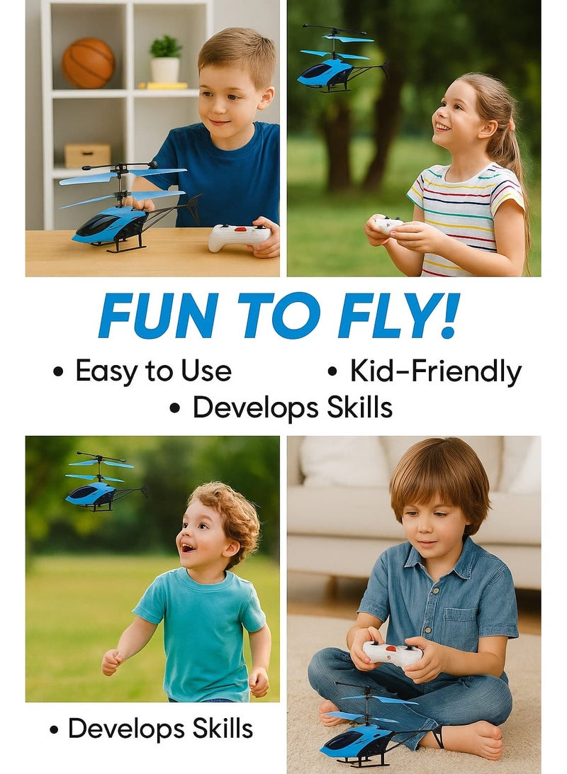 Hand Induction RC Helicopter With Cable And Remote-assorted ,Remote Control Helicopter Flying Toys, 2.5 Channel High Low Flight Suspension Induction Helicopter, Mini RC Helicopter for Kids Party Favours, BoyGirls ((Blue)) - Image 2