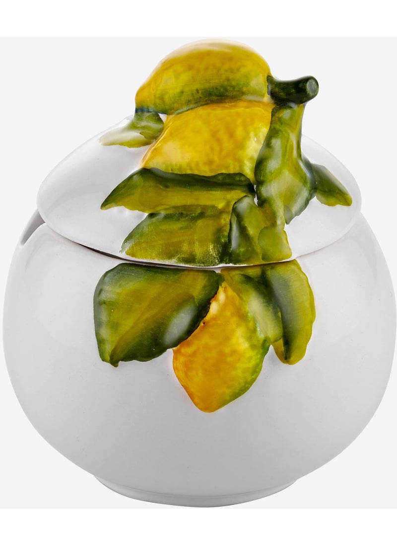 Edelweiss Italy Limone E Fiori Fiori Ceramic Sugar Bowl 