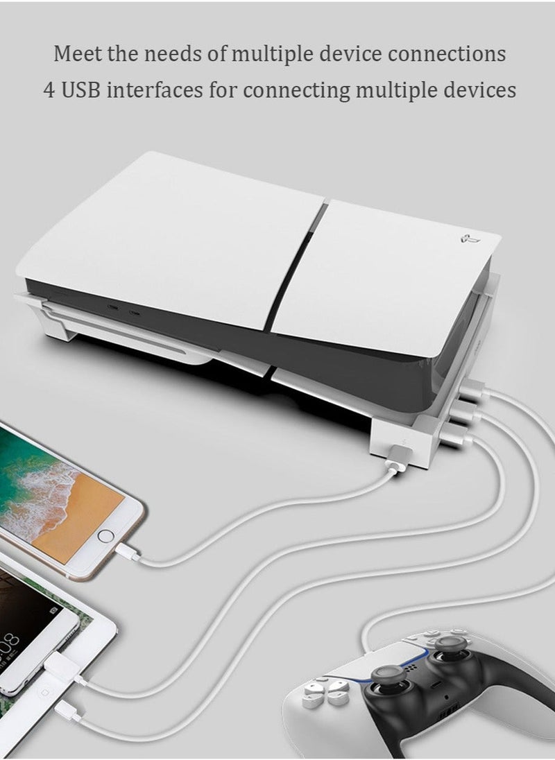Generic - PS5 Slim Console with 4-Port USB Hub for Horizontal Stand Only , Base Stand Accessories for Playstation 5 Slim(Disc  Digital Edition), Holder for PS5 Controller Charging(Not for Regular PS5) - Image 1