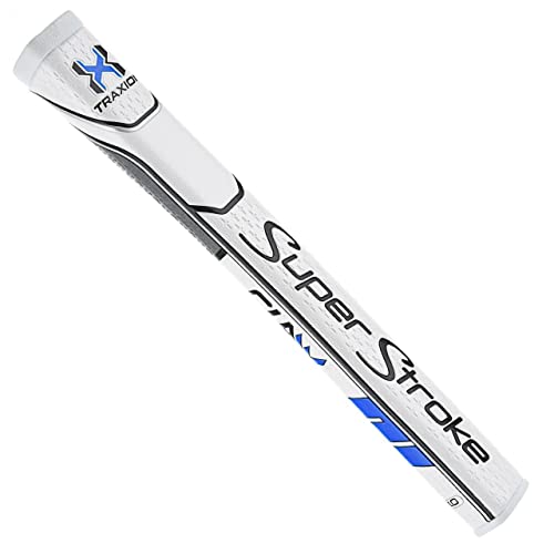 Super Stroke قبضة جولف سوبرستروك تراكسيون كلاو®، أبيض/أزرق (كلاو® 1.0) | نسيج سطحي متقدم يحسن من ردود الفعل والتمسك | تقليل ضغط القبضة بتصميم متوازي فريد | منفذ تقني - Image 2