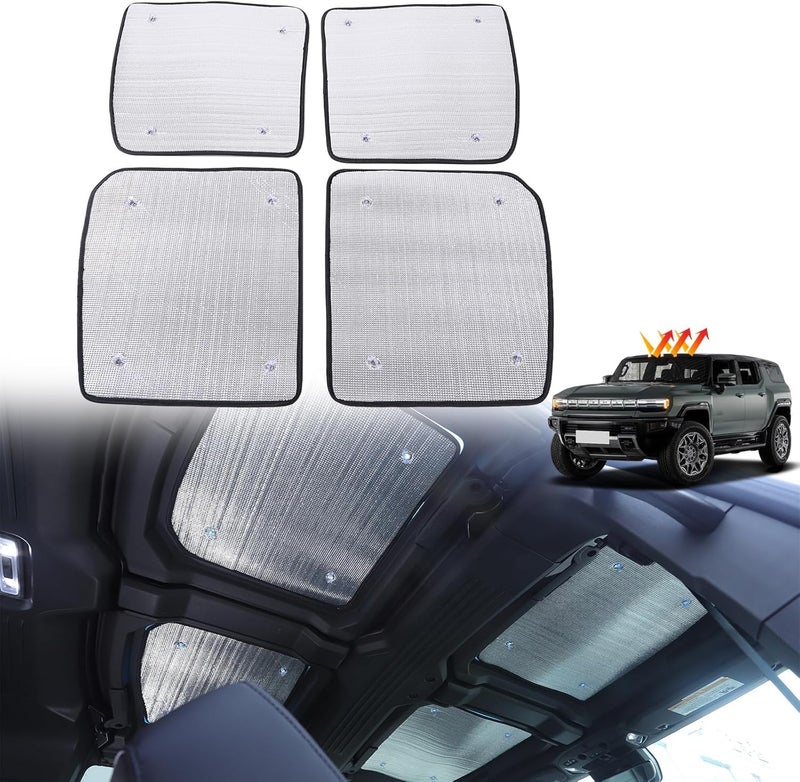 for Hummer EV Accessories Car Sunroof Sunshade Compatible with 2024 2025 Hummer EV Front and Rear Hardtop Windshield Heatshield Sunshade UV Sun Protection AntiStun Kits