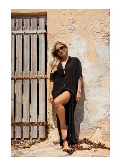 Crinkle Button Down Maxi Kimono