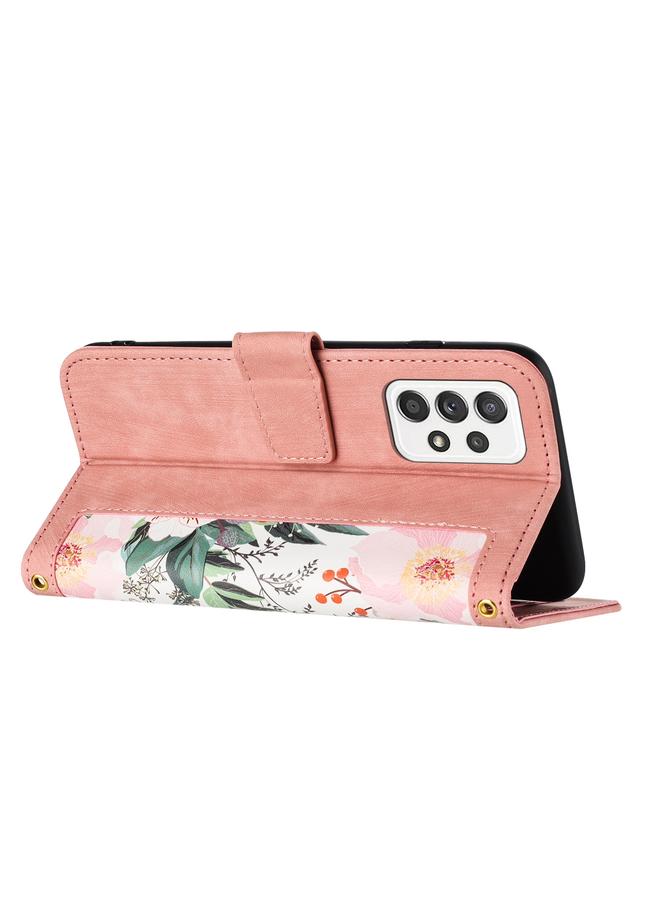 S-TOP Case For Samsung Galaxy A23 5G / 4G Floral Pattern Leather Phone Case with Lanyard - Image 4