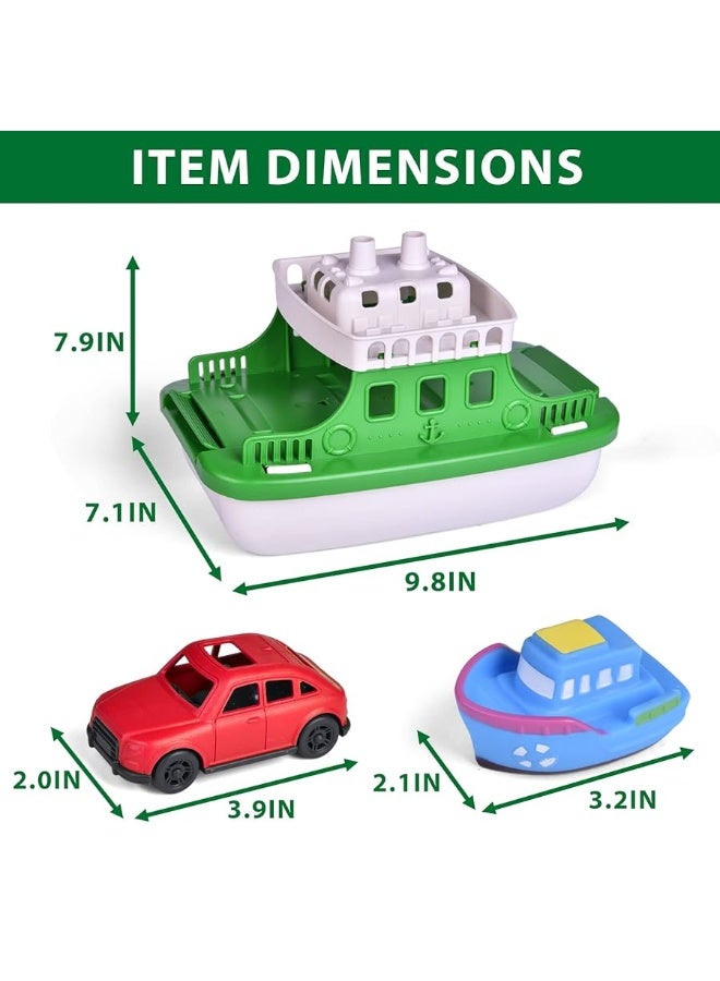 FUN LITTLE TOYS Toy Boat Bath Toys for Toddlers with 4 Mini Car Toys and 4 Bath Boat Squirters, Kids Ferry Boat for Bathtub Bathroom Pool Beach Toys - Image 4