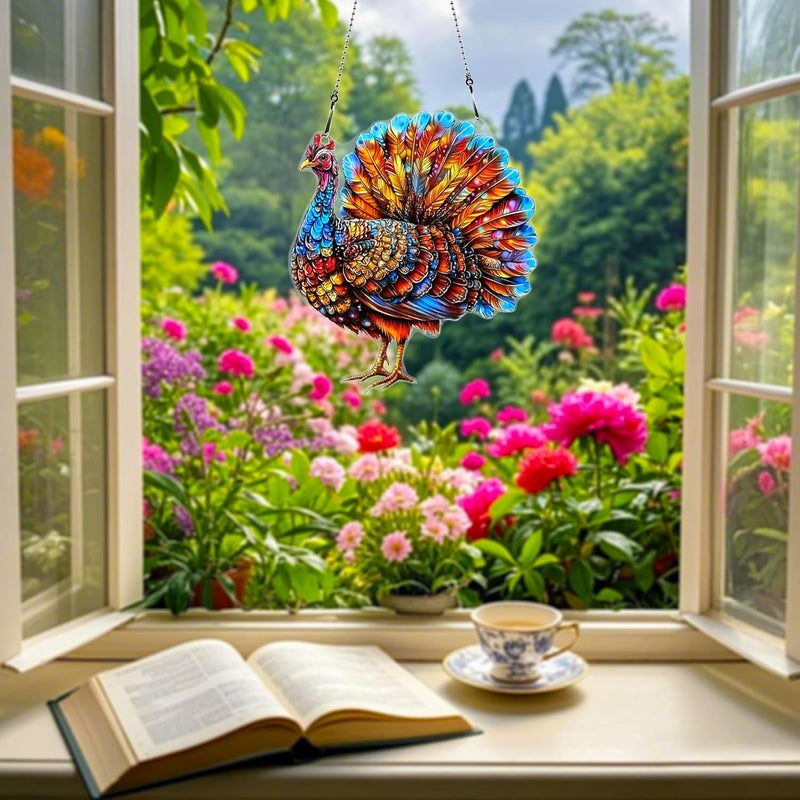 thmnj Thanksgiving Turkey Ornaments Colorful Window Hanging Decorations Home Wall Decor for Indoor Outdoor - Image 5