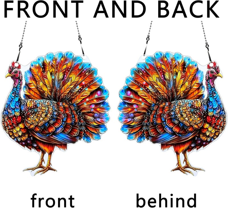 thmnj Thanksgiving Turkey Ornaments Colorful Window Hanging Decorations Home Wall Decor for Indoor Outdoor - Image 4