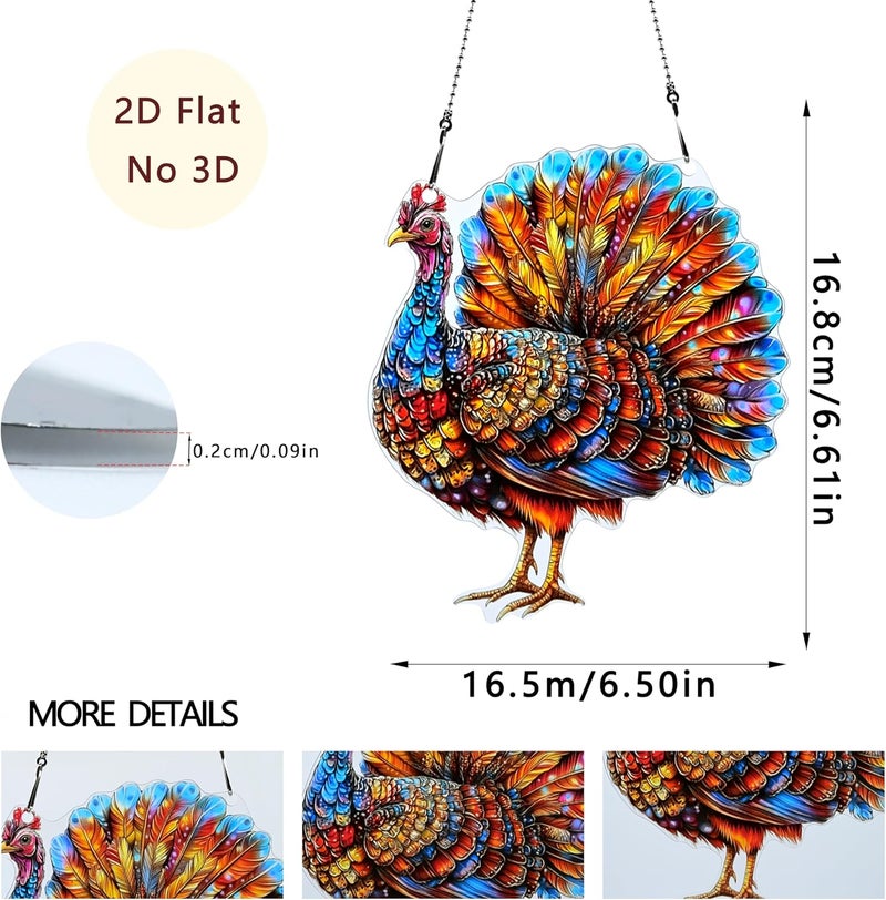 thmnj Thanksgiving Turkey Ornaments Colorful Window Hanging Decorations Home Wall Decor for Indoor Outdoor - Image 2