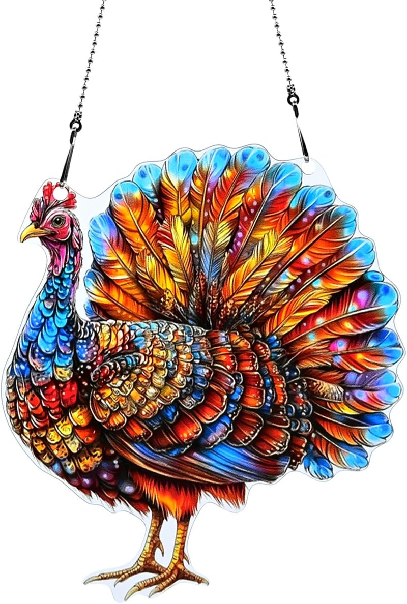 thmnj Thanksgiving Turkey Ornaments Colorful Window Hanging Decorations Home Wall Decor for Indoor Outdoor - Image 1